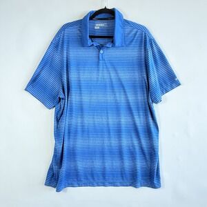 Nike Golf Dri-Fit Mens XXL Blue Stripe‎ Tour Performance Polo Shirt Top